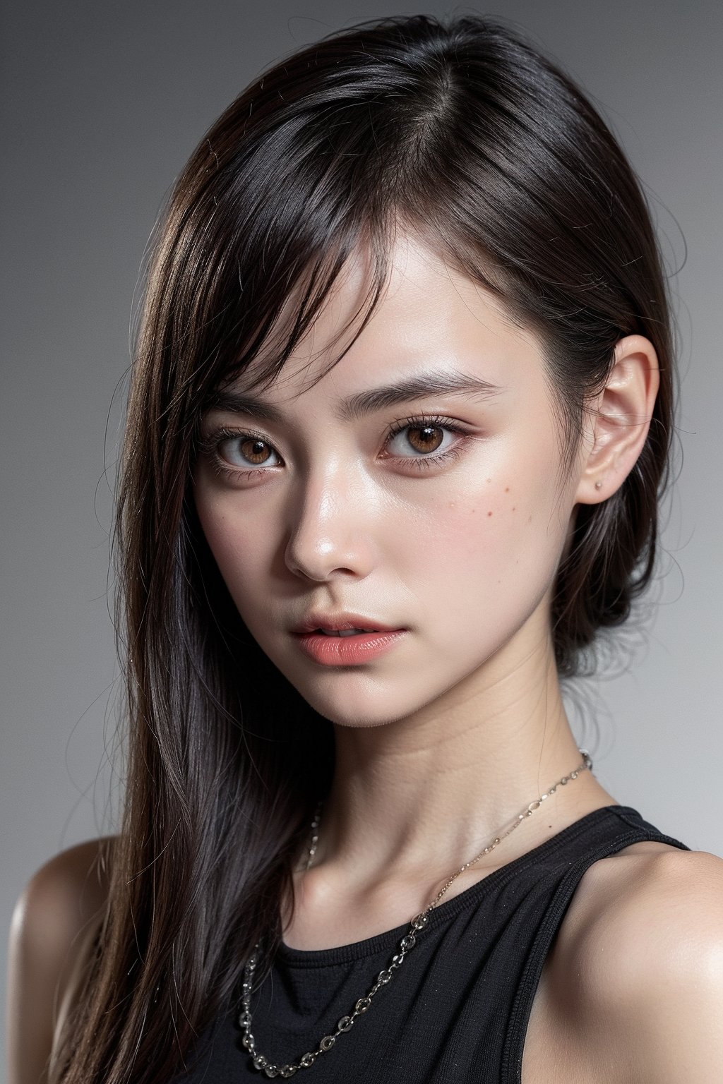 (Best quality, 8k, 32k, Photorealistic, UHD:1.2),

lifelike rendering, Photo of Pretty Japanese woman,  18yo,double eyelids, highly details glossy eyes, glossy full lips, exquisite facial, soft curves, (pale skin:1.3), exquisite skin texture, necklace with a tiny charm, shape focus,ray tracing, detailed hair, detailed fabric rendering,