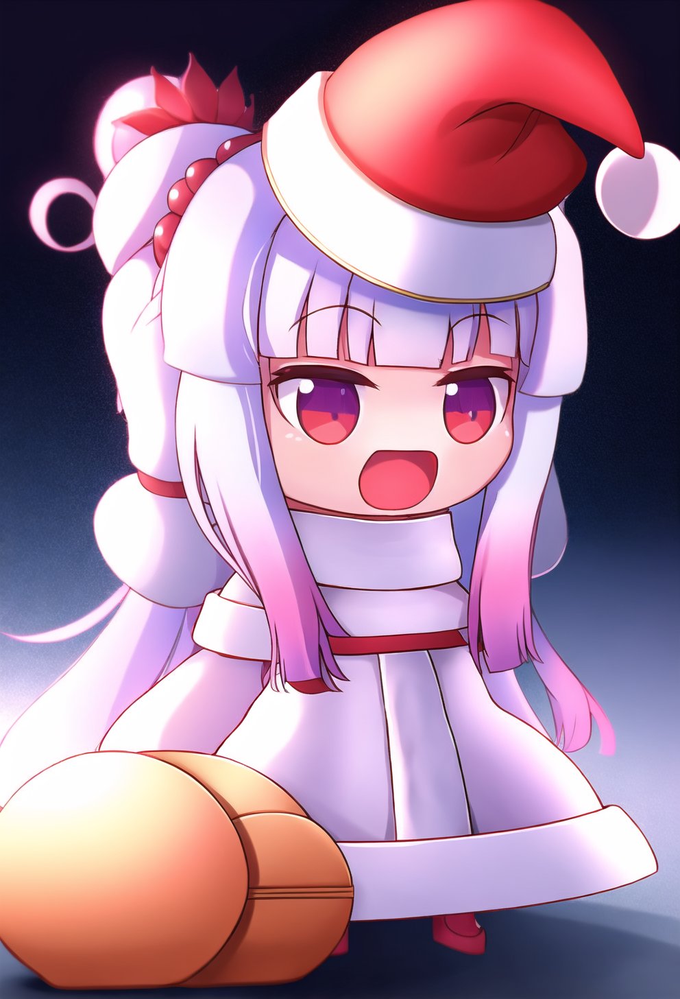 1girl, Kanna Kamui,Padoru_Meme, open mouth