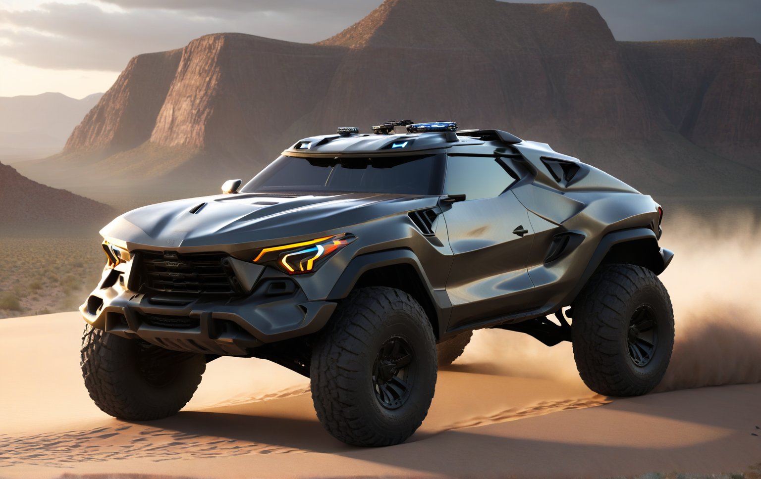 Masterpiece, 4k, High Resolution, Octane Render, Unreal Engine 5, Award Winning, Dramatic Lighting, Intricate, 8k Highly Professional Detail, HDR, Smooth, Sharp Focus, Illustration, Unreal Engine 5, Octane Render, Cinematic Light, dynamic volumetric lighting, car, suv, all-terrain vehicle, concept, science fiction, (f150:0.3),oshkosh m-atv jltv,humvee,future,c_car,JB64