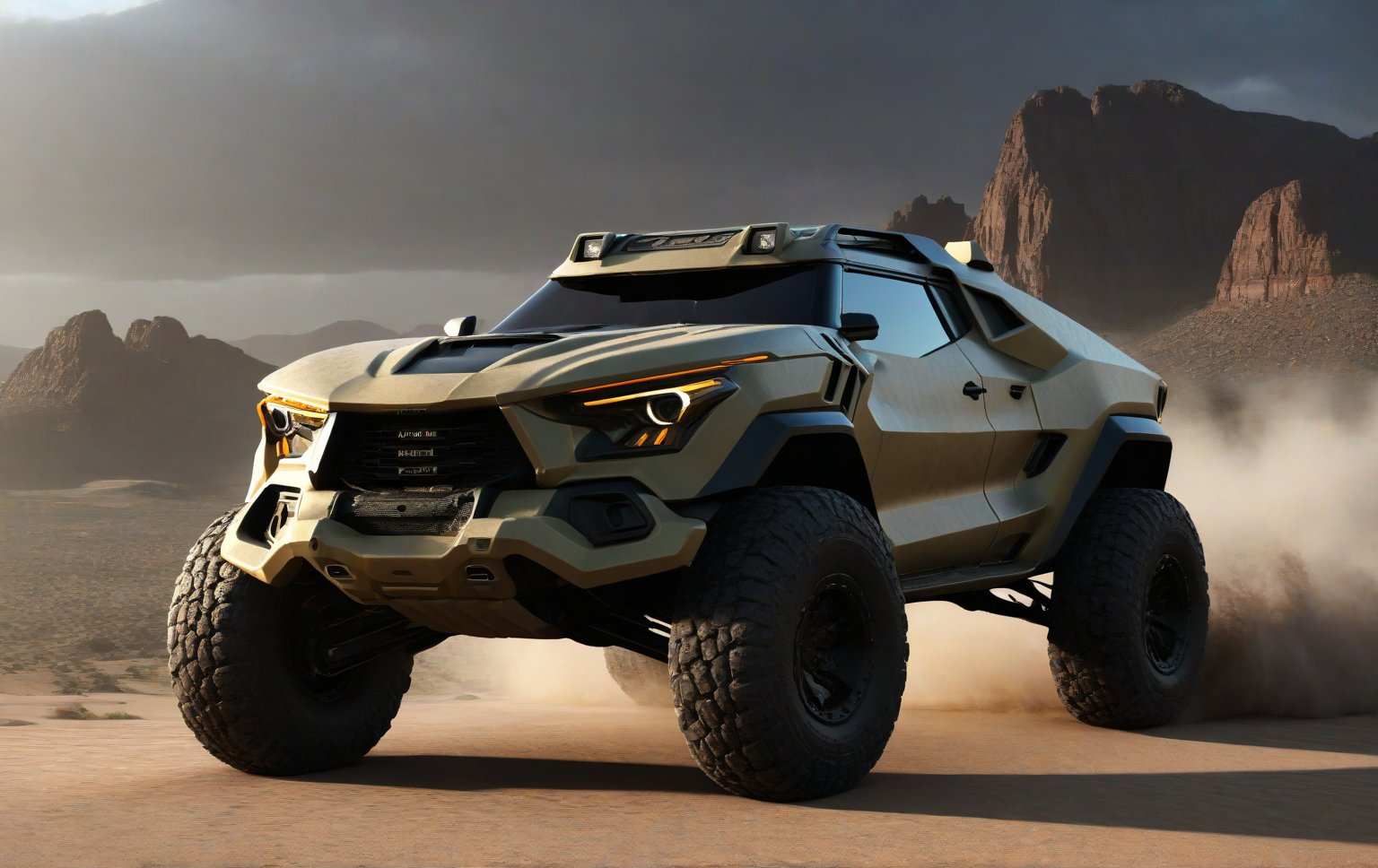 Masterpiece, 4k, High Resolution, Octane Render, Unreal Engine 5, Award Winning, Dramatic Lighting, Intricate, 8k Highly Professional Detail, HDR, Smooth, Sharp Focus, Illustration, Unreal Engine 5, Octane Render, Cinematic Light, dynamic volumetric lighting, Off-road suspension,baja, Armored vehicle,suv, all-terrain vehicle, concept, science fiction, (f150:0.2),oshkosh m-atv jltv,humvee, Knight XV ,future,c_car,JB64,TechStreetwear,ROBOT,exosuit,LegendDarkFantasy, 3D SINGLE TEXT,HYPER REAL,cinematic_grain_of_film