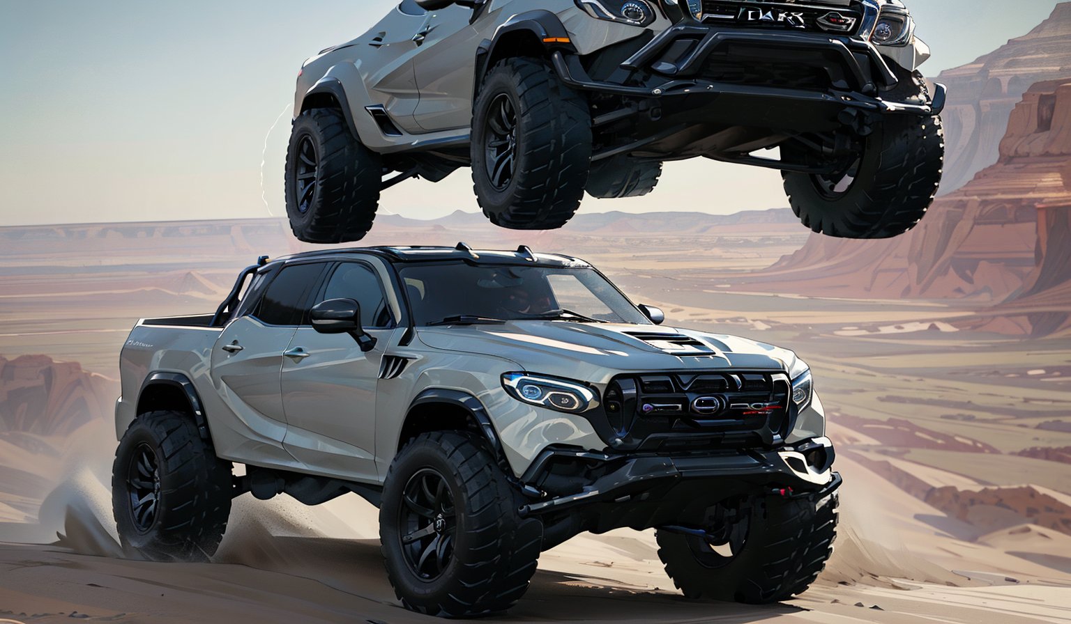 1 suv,dark irony gray with blue undertone color futuristic 4x4 luxury sports SUV, spinning wheels, maybach style alloy rims with red edges,  tentury suv, matv, dakar, brabus, truck, dodge, baja,off-road,humvee,