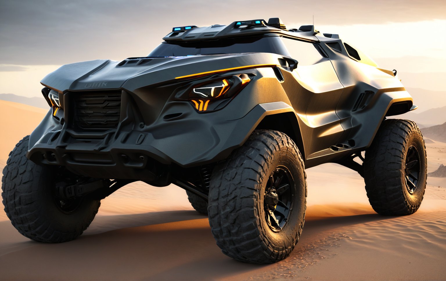 Masterpiece, 4k, High Resolution, Octane Render, Unreal Engine 5, Award Winning, Dramatic Lighting, Intricate, 8k Highly Professional Detail, HDR, Smooth, Sharp Focus, Illustration, Unreal Engine 5, Octane Render, Cinematic Light, dynamic volumetric lighting, Off-road suspension,baja, Armored vehicle,suv, all-terrain vehicle, concept, science fiction, (f150:0.2),oshkosh m-atv jltv,humvee, Knight XV ,future,c_car,JB64,TechStreetwear