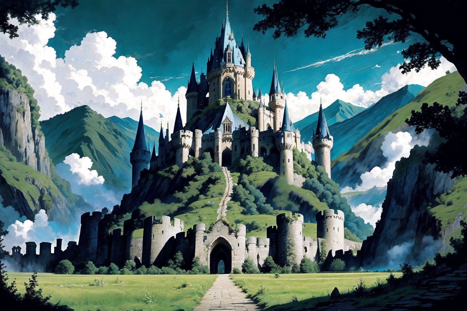 Elven City, Huge Castle, Surrounding with Natural Fortress, Lord Of The Rings Theme