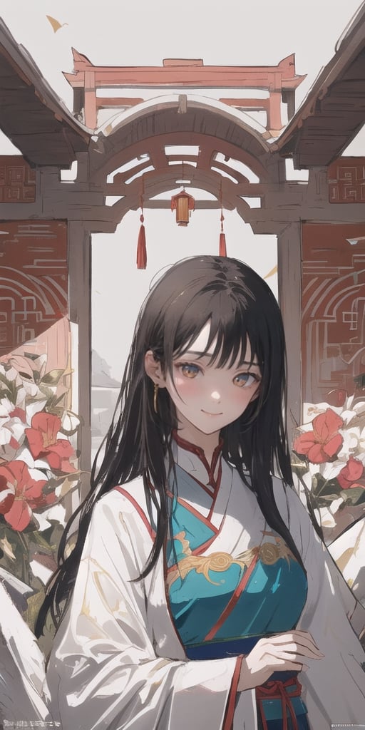 Stunning artwork featuring a girl dressed in traditional Chinese ancient clothing, prominently displayed, bathed in sunlight, with a clear face against a clean white wall background, masterpiece-level artistry, showcasing ultra-fine details, epic composition, ultra-high "Traditional Chinese clothing, girl, sunlight, clear face, clean white wall background, masterpiece art, ultra-fine details, epic composition, ultra-HD, high-quality visuals, official artwork, 8K wallpaper, 32K resolution." definition, high-quality visual effects, perfect for official artwork or 8K wallpaper, exhibiting super delicate 32K resolution quality.