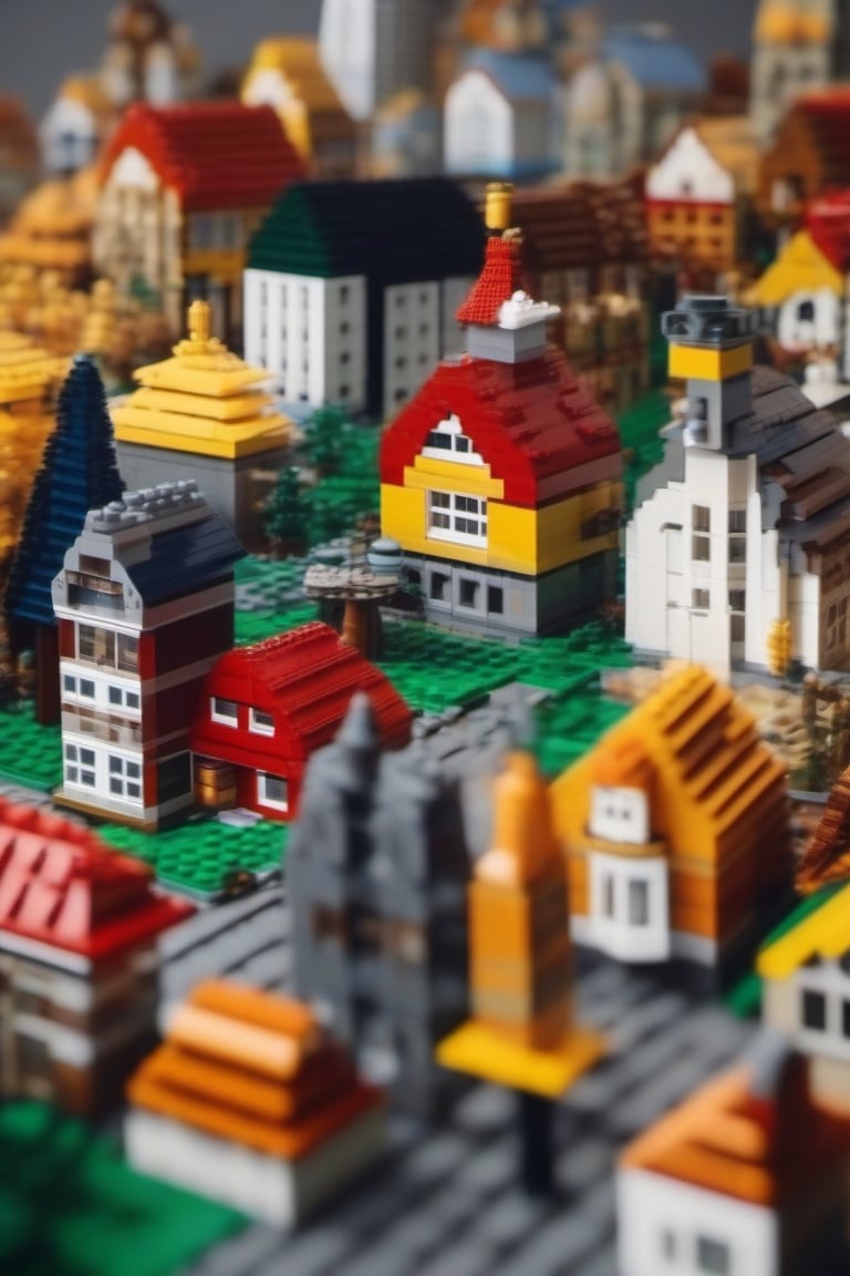 Nordic Buildings Made of Lego.high quality, precise expression, 8k
