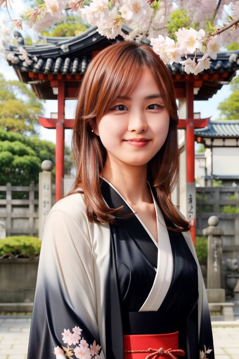 22 yo, beautiful korean girl, ((beautiful kimono)), looking at viewer, bangs, {beautiful and detailed eyes}, calm expression, Glamor body type, realhands, ((Straight hair)), delicate facial features, ((model pose)), eye smile, ((blush)), smile,

The background is Japanese temple in the background, lots of cherry blossom trees 

flim grain, realhands, masterpiece, Best Quality, 16k, photorealistic, ultra-detailed, finely detailed, high resolution, perfect dynamic composition, sharp-focus, full_body 

1girl, solo, cc