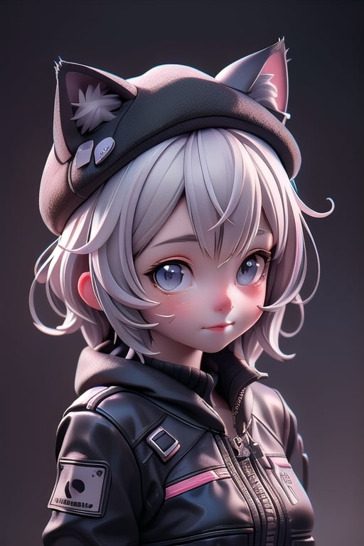 portrait of cute cat in the noir city, black cat hat with cat ears, detailed illustration portrait, incredible details, disney stylized cute, dark cyberpunk illustration, (Best Quality:1.2), (Ultra-detailed), (Photorealistic:1.37), (HDR), (Vivid colors), (portrait of a), (Soft diffuse lighting),niji style,chibi