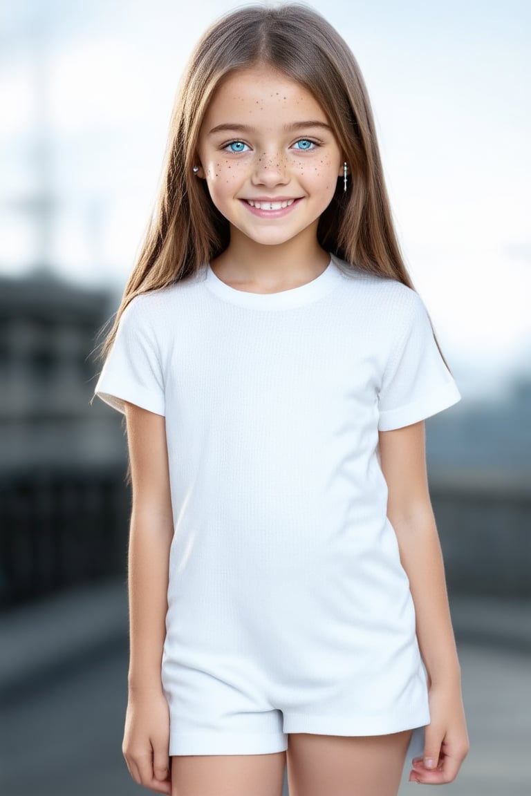 A full body view of a beautiful and confident young tween girl with a radiant smile stands tall,well-formed body, her face glowing with determination. Her eyes sparkle with intelligence and kindness, reflecting her inner strength. Her body language is assertive conveying a message of empowerment and positivity. Alluring Style wear. The background is simpel, emphasizing her presence and the beauty of her smile.((Full Body View))
General:

A serene face with closed eyes and a gentle smile.
A determined face with furrowed brows and a clenched jaw.
A playful face with wide eyes and a mischievous grin.
A curious face with raised eyebrows and a tilted head.
Specific:

A young face with freckles and rosy cheeks.
A face with piercing blue eyes and a strong jawline.
A face with expressive eyes and a soft smile.
A face with a neutral expression, revealing no emotions.
Style:

A realistic face with detailed features.
A stylized face with exaggerated proportions.
A human face with large eyes and a simple design.
A futuristic face with glowing eyes and metallic accents.

 