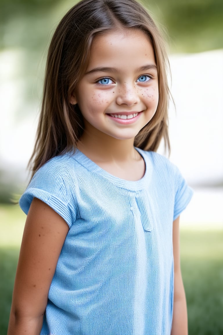 A full body view of a beautiful and confident young tween girl with a radiant smile stands tall, her face glowing with determination. Her eyes sparkle with intelligence and kindness, reflecting her inner strength. Her body language is assertive conveying a message of empowerment and positivity. The background is blurred, emphasizing her presence and the beauty of her smile.
General:

A serene face with closed eyes and a gentle smile.
A determined face with furrowed brows and a clenched jaw.
A playful face with wide eyes and a mischievous grin.
A curious face with raised eyebrows and a tilted head.
Specific:

A young face with freckles and rosy cheeks.
A face with piercing blue eyes and a strong jawline.
A face with expressive eyes and a soft smile.
A face with a neutral expression, revealing no emotions.
Style:

A realistic face with detailed features.
A stylized face with exaggerated proportions.
A human face with large eyes and a simple design.
A futuristic face with glowing eyes and metallic accents.

 