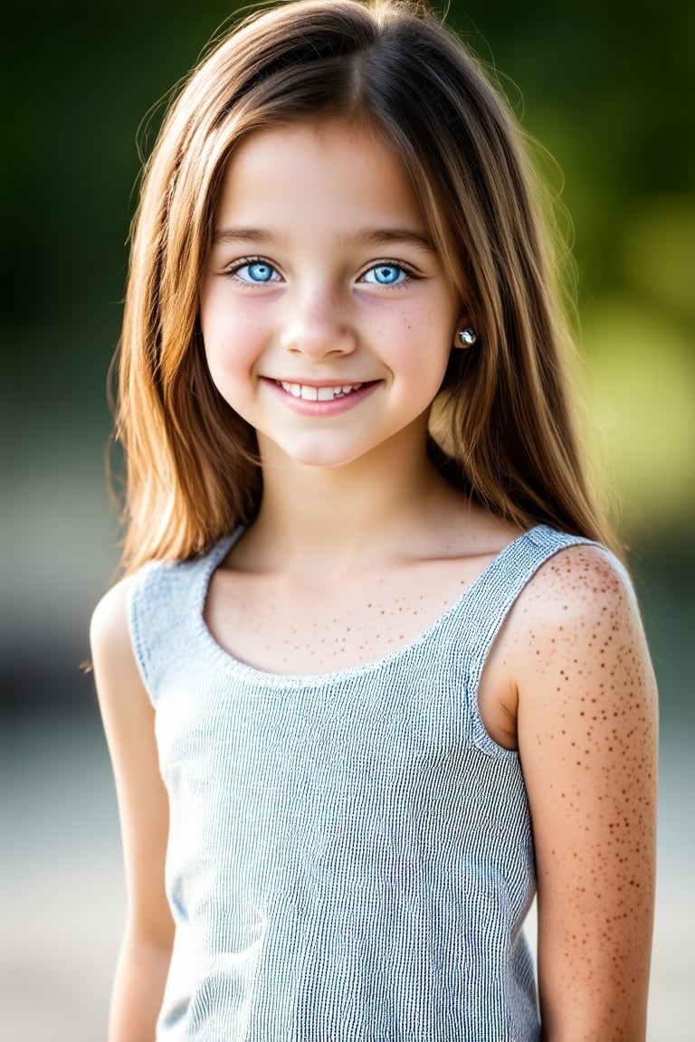 A full body view of a beautiful and confident young tween girl with a radiant smile stands tall,well-formed body, her face glowing with determination. Her eyes sparkle with intelligence and kindness, reflecting her inner strength. Her body language is assertive conveying a message of empowerment and positivity. The background is blurred, emphasizing her presence and the beauty of her smile.
General:

A serene face with closed eyes and a gentle smile.
A determined face with furrowed brows and a clenched jaw.
A playful face with wide eyes and a mischievous grin.
A curious face with raised eyebrows and a tilted head.
Specific:

A young face with freckles and rosy cheeks.
A face with piercing blue eyes and a strong jawline.
A face with expressive eyes and a soft smile.
A face with a neutral expression, revealing no emotions.
Style:

A realistic face with detailed features.
A stylized face with exaggerated proportions.
A human face with large eyes and a simple design.
A futuristic face with glowing eyes and metallic accents.

 