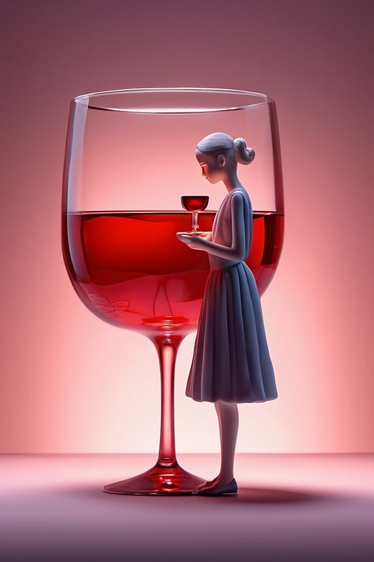 1girl solo,drinking red tea glass cup , shine, subsurface scattering, transparent, dark background, glow, 3d style, a studio shot of  a glass of red tea, full-color, on a canva, masterpiece,NYFlowerGirl