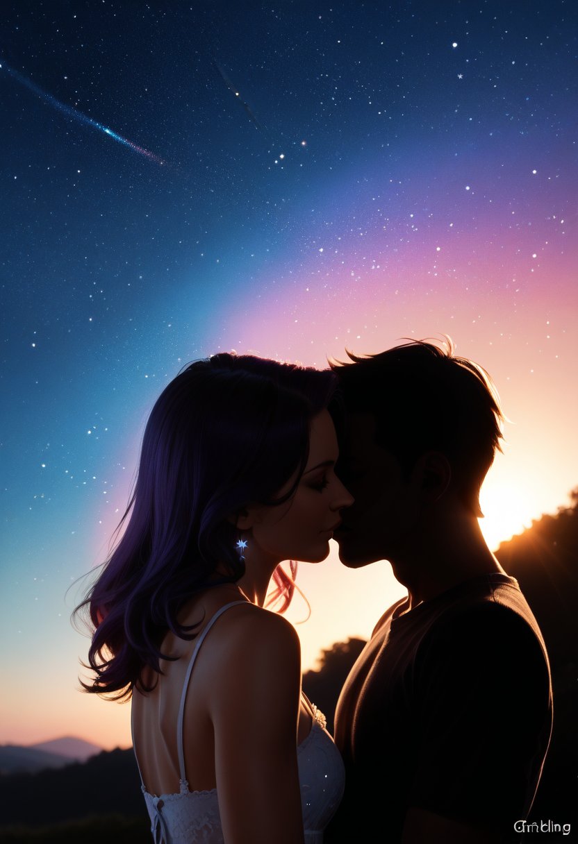 score_9,score_8_up,score_7_up,score_6_up,score_5_up,score_4_up, cosmic, galaxy, rainbow colors,backlight colors,silhouette colors, glittering, glimmering, upper body,ethereal,silhouette,backlighting,glowing,dreamy,twinkling night sky,starry,bright colors,high contrast,vivid lighting,,