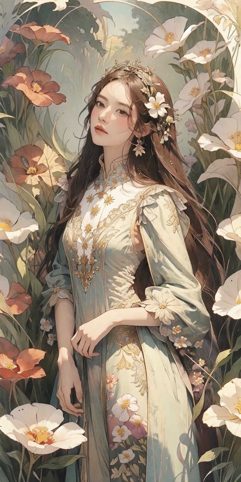 masterpiece, 1girl, upper body, paladin, flower meadow