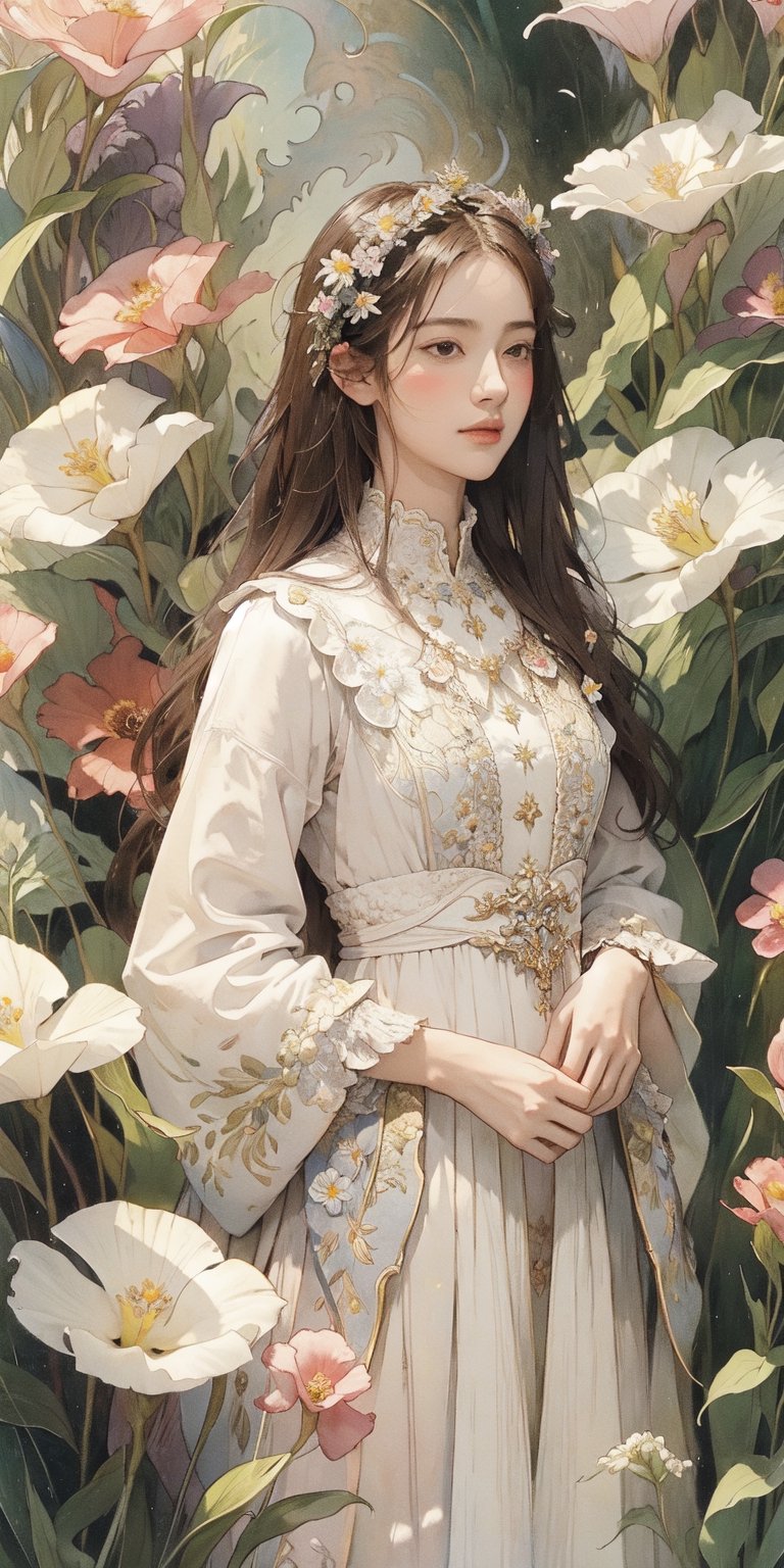 masterpiece, 1girl, upper body, paladin, flower meadow