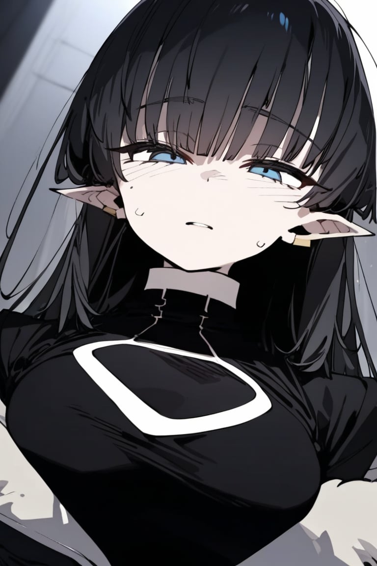 1girl, solo, black hair, long hair, upper body, masterpiece, best quality, very aesthetic, absurdres,gotou hitori, sagawa, fucking, masterpiece, high quality, only black hair, nun clothes, feel disgusting, blue eyes, censored