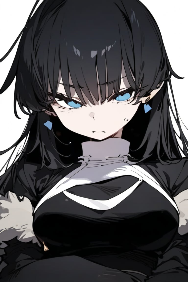 1girl, solo, black hair, long hair, upper body, masterpiece, best quality, very aesthetic, absurdres,gotou hitori, sagawa, fucking, masterpiece, high quality, only black hair, nun clothes, feel disgusting, blue eyes, censored, discust, cute