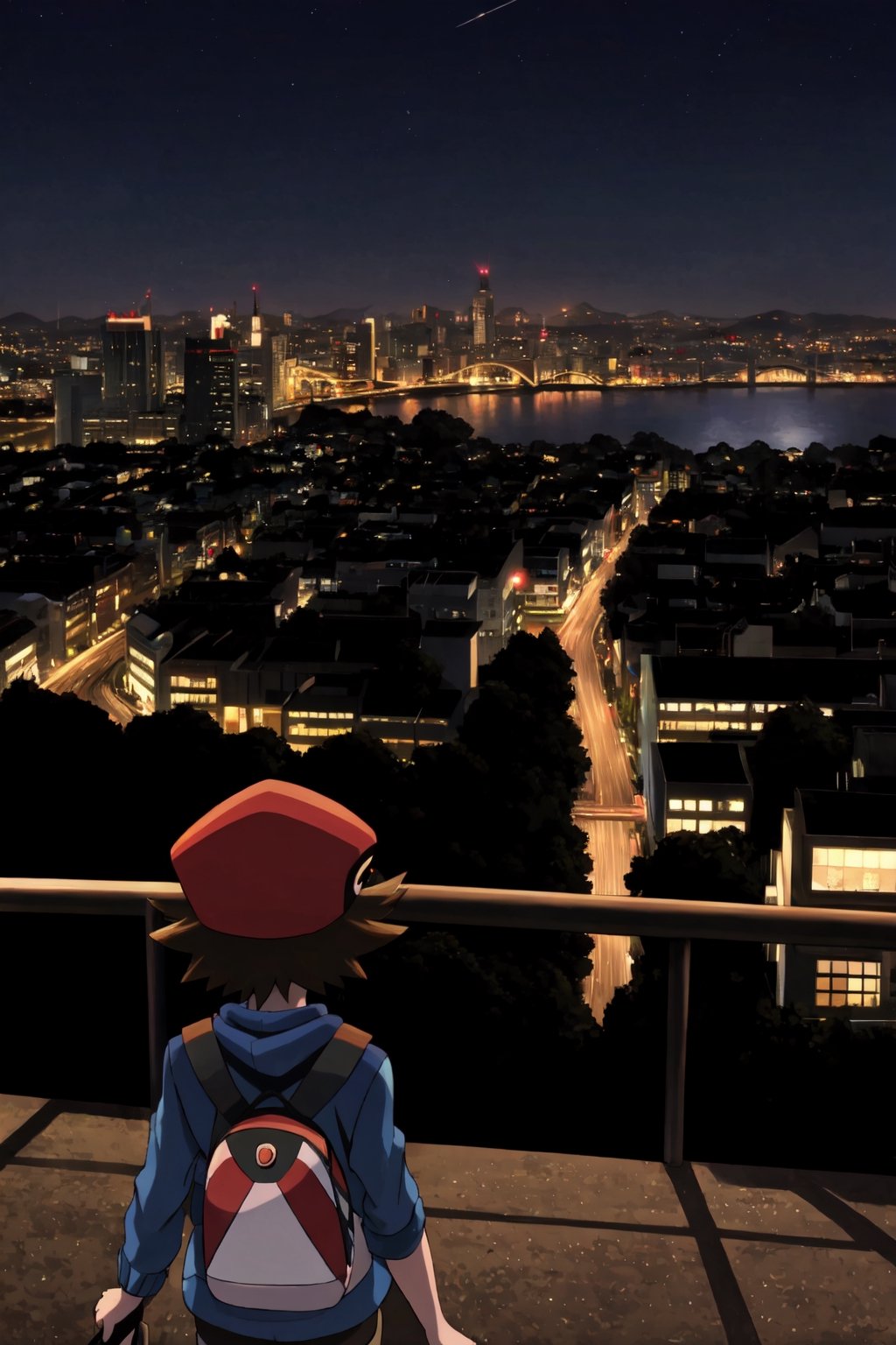 Hilbert (pokemon), red_masters, city, night