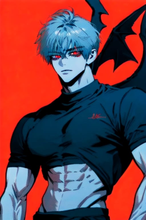 demon boy,1guy,muscles,eyes red