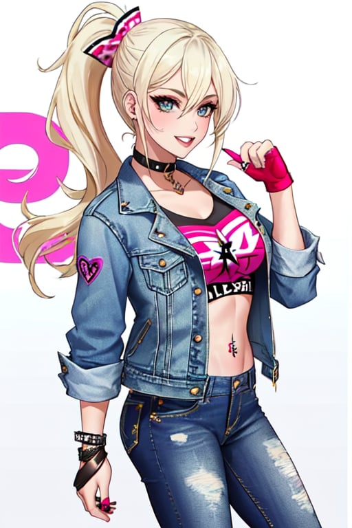Bad and rebel girl having a good time in a party and posing so flirty, she is wearing a rebel and bad girl outfit with jeans and a denim jacket,girl,Megan fox ,alexabliss