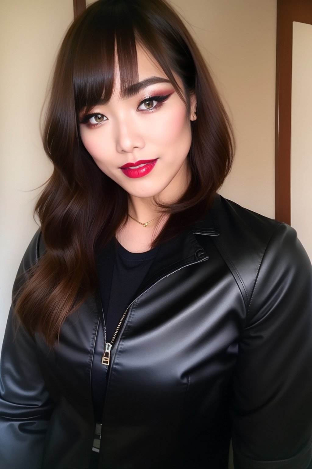 High school japanese teacher, beautiful detailed eyes, sexy supermodel detailed makeup, dark lips, kairi sane hairstyle, black eyeshadows, denim jacket, formal attire,kairisane