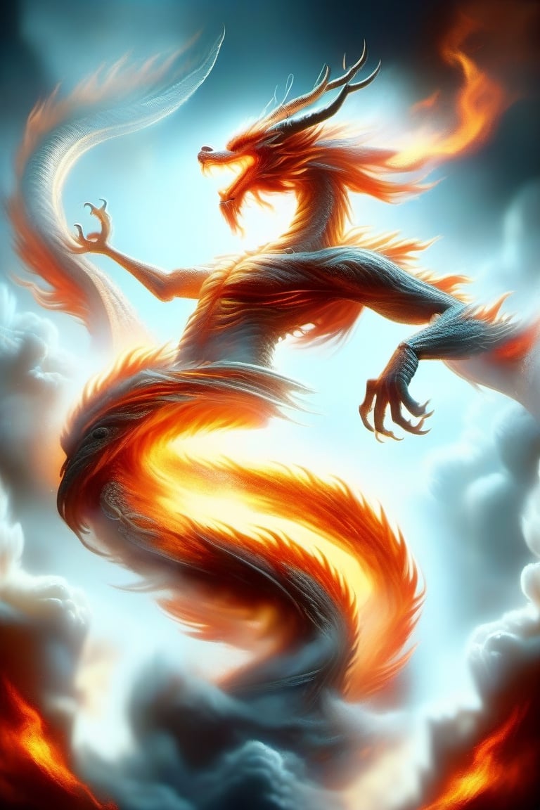 magic circle,fire body,horns,no humans, dragon, retro artstyle,orange fire theme,fire body