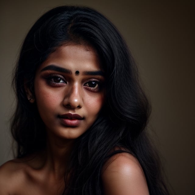 beautiful 20-year-old Indian girl looks like she stepped out of a fashion magazine with her flawless makeup and long, luscious black hair that adds to her ethereal aura.