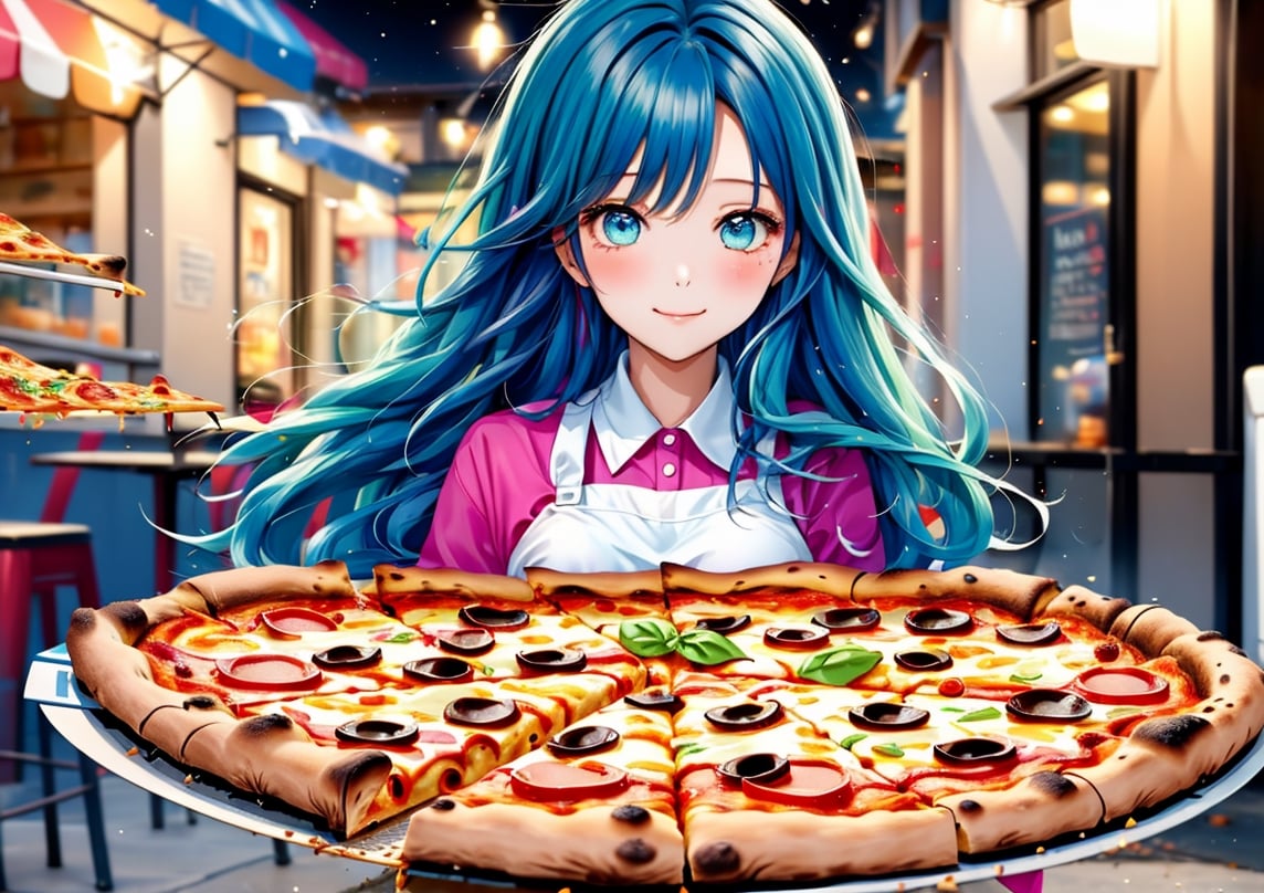 girl,cute girlmix,,pizza,colorful hair
