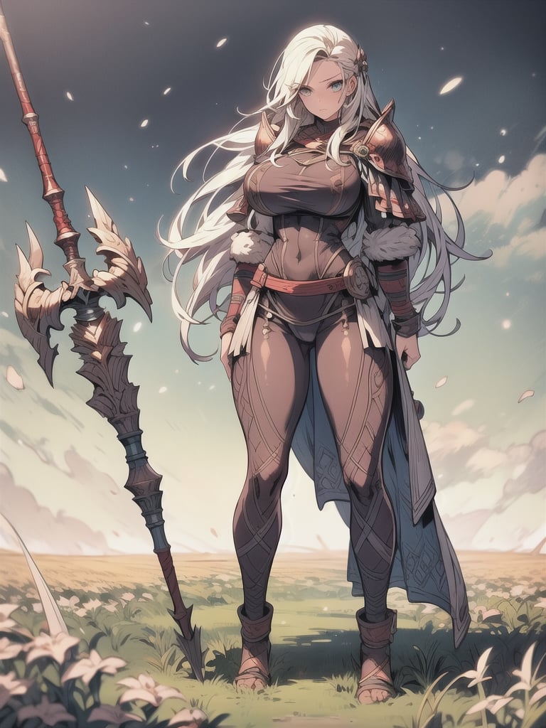 ,sexy,sexbodysuit,,field,viking,huge claymore, big scar on face, full-body, huge weapon