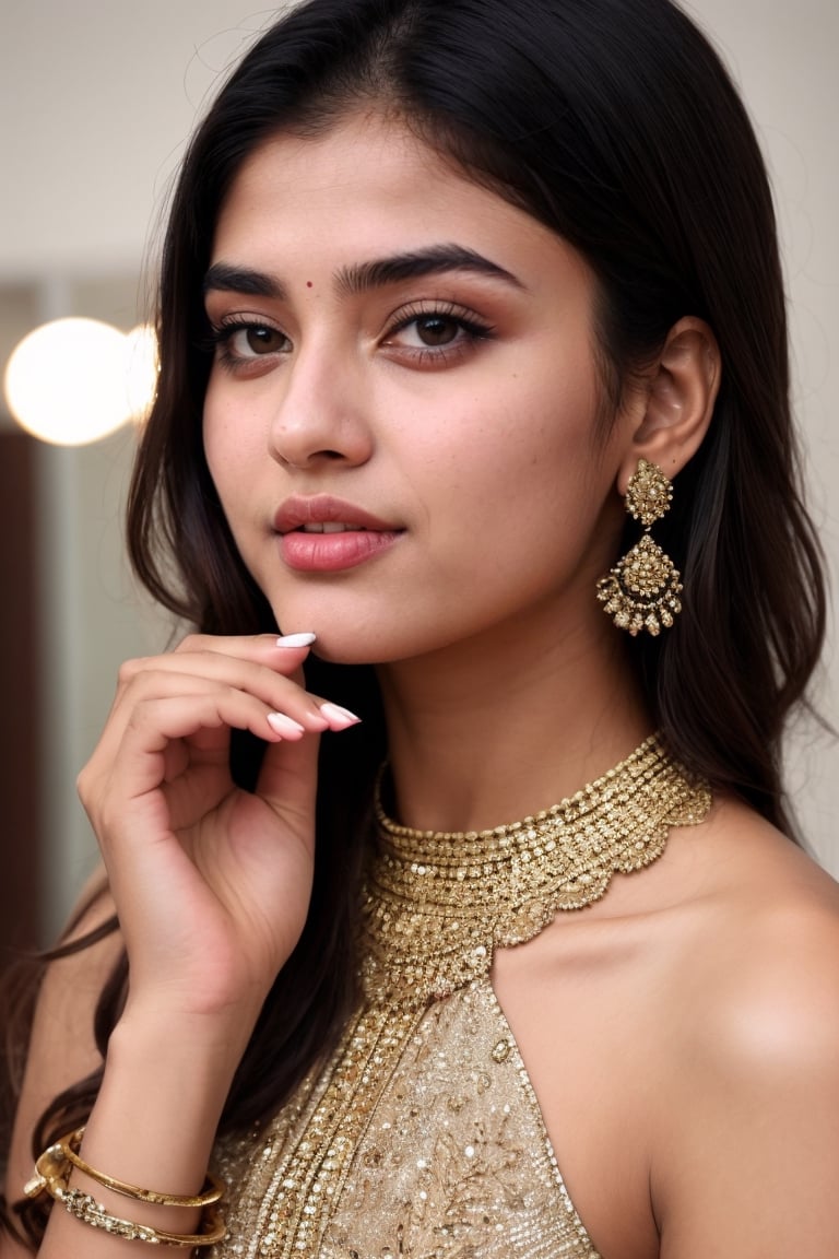 indian girl, formal dress, bangalore, daytime, glossy juicy lips
