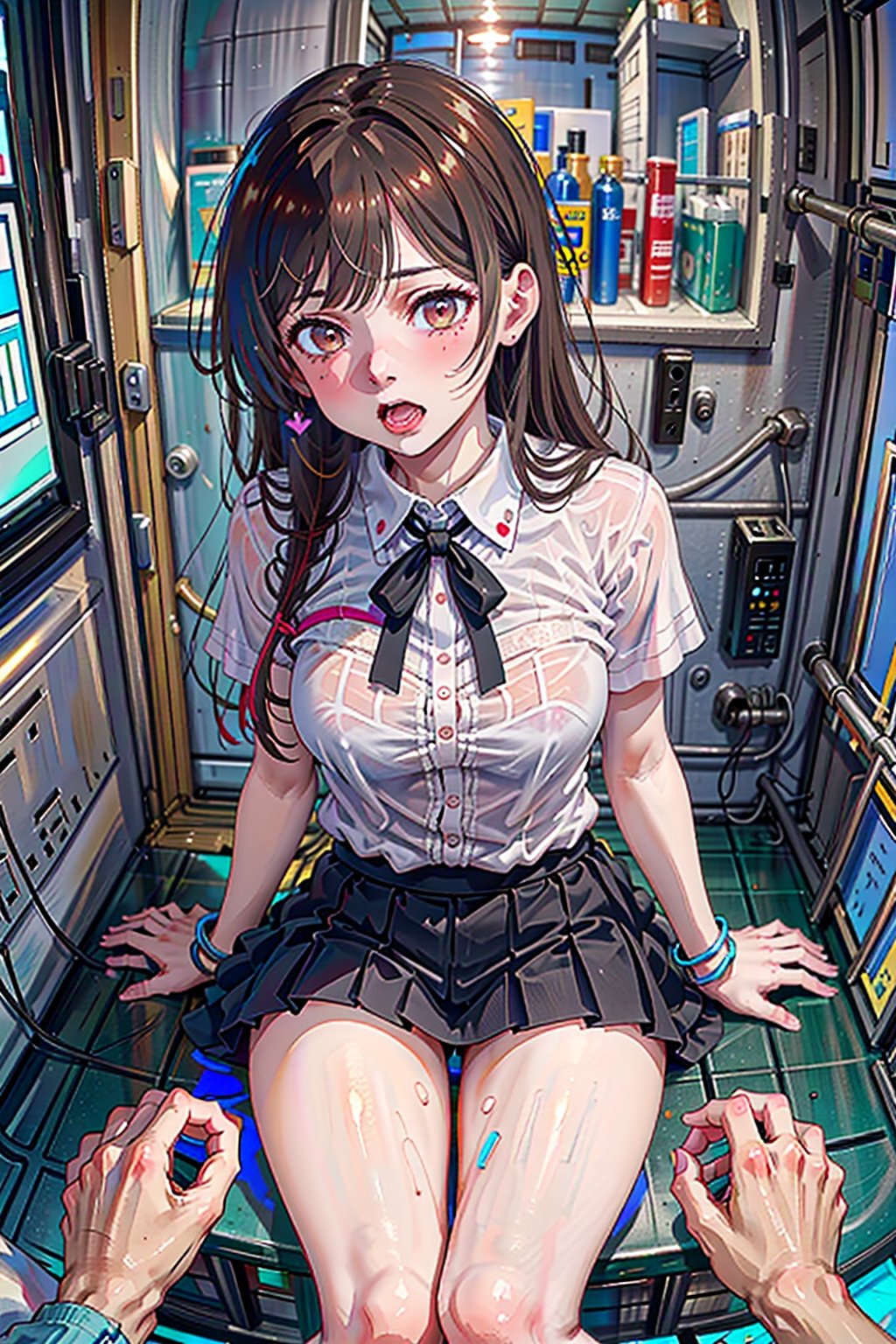 Highly detailed,high quality,masterpiece,beautiful,(short medium),sole_female ,Chizuru Ichinose from Kanojo,place in a bathroom,♂_penetrating_♂,green theme,missionary-sex,CryingAsagiriAya,Pixel art,cowgirl position sex,chizuru ichinose,sex,hetero,pov,rough sex,lascivious mouth,front,right hand on the chest,
eyes with hearts,
biting lip