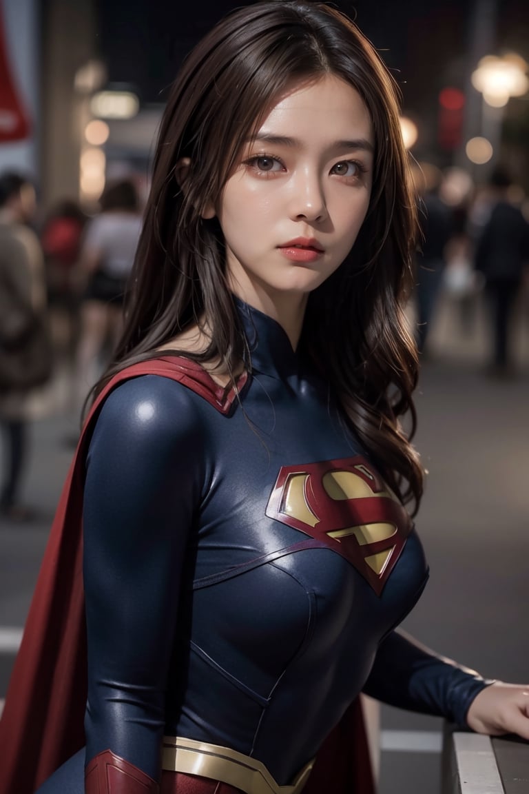 best quality, 1girl, portrait photography, Asian female, 25 yo, role-playing as Supergirl, bright Brown hair, wearing supergirl tight  suit, night, Macau , spotlight of hair, 
Sexy pose, realistic photo, wide-angle lens, high quality, high resolution, high precision, UHD: 1.3, 4K rendering, face focus, the background is stunning, with depth of field effect,frey4,gaby_rose,4yu,cathwilson,nit4,ti4r4,s4str0, ,wul4n,bul4n,c3ln,sasha calle