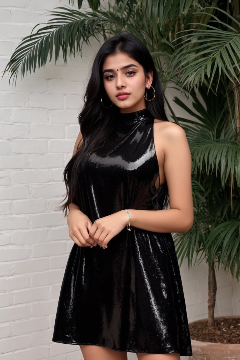 full body, pakistani girl , Instagram influencer , black long hair, glossy juicy lips, cute 18 years old girl, portrait, 1girl, retroartstyle, Character, full body, in dress 