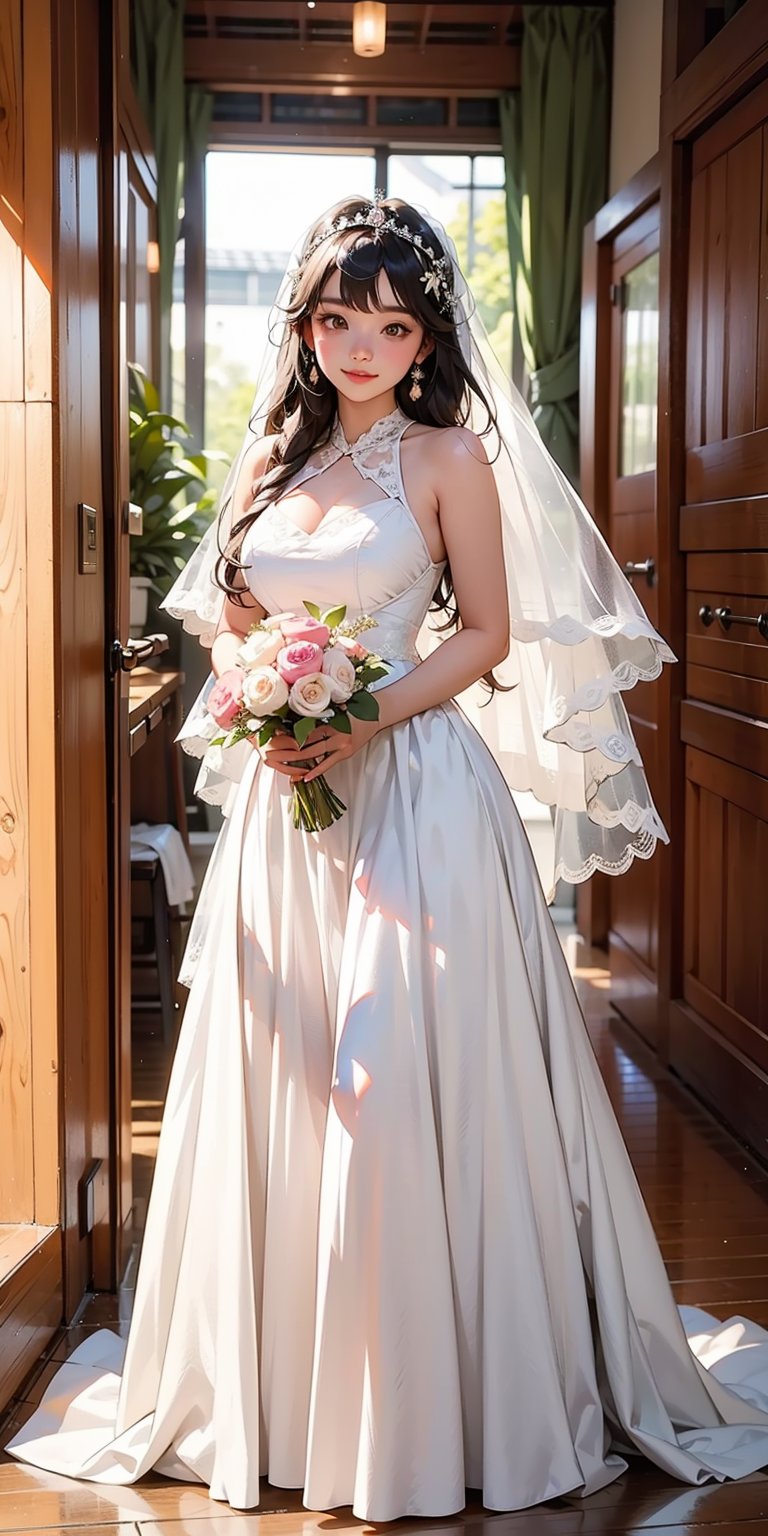 A 20-year-old Taiwanese girl wearing a wedding dress