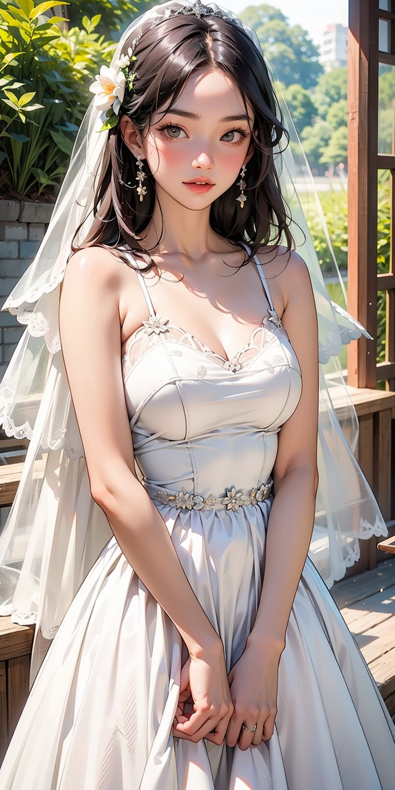 A 20-year-old Taiwanese girl wearing a wedding dress