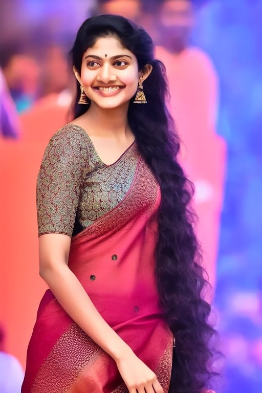 Indian actress sai pallavi in saree with silky, shiny, black open very long hair,Indian,Woman,Indian Traditional,SaiPallavi 
