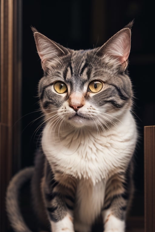 Oil painting of a friendly and content cat, realistic style with vivid colors, by Henriette Ronner-Knip or Carl Kahler, (closeup shot), soft lighting, intricate details of fur and whiskers.