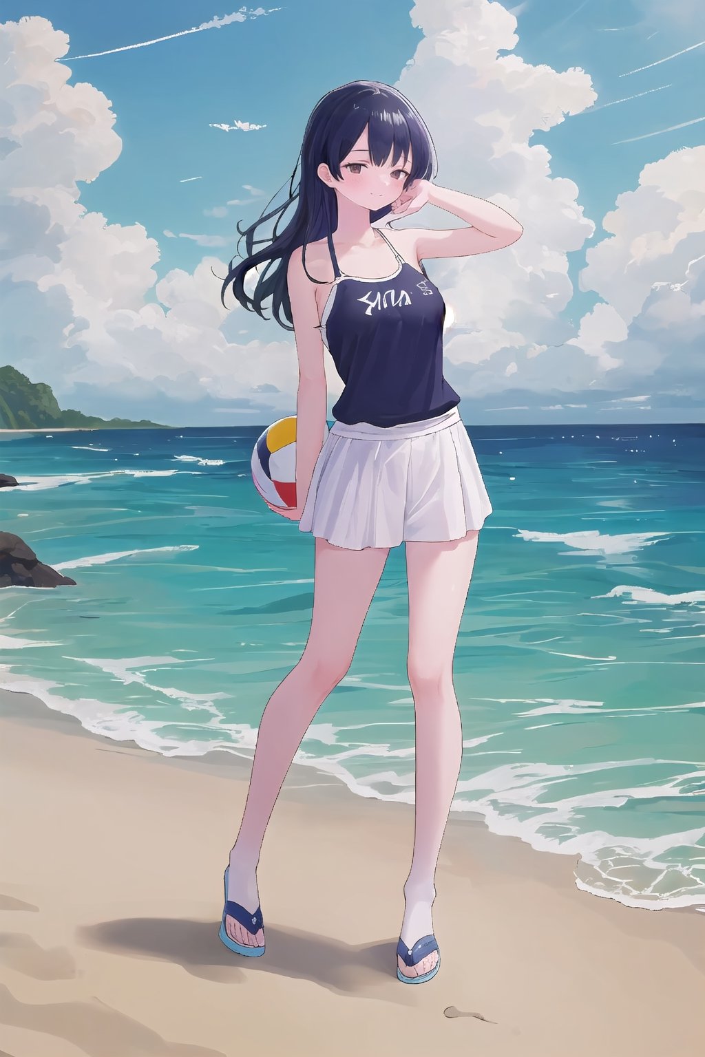 1girl, sidelighting, wallpaper, beach_ball , breast, full_body,Eft_anna