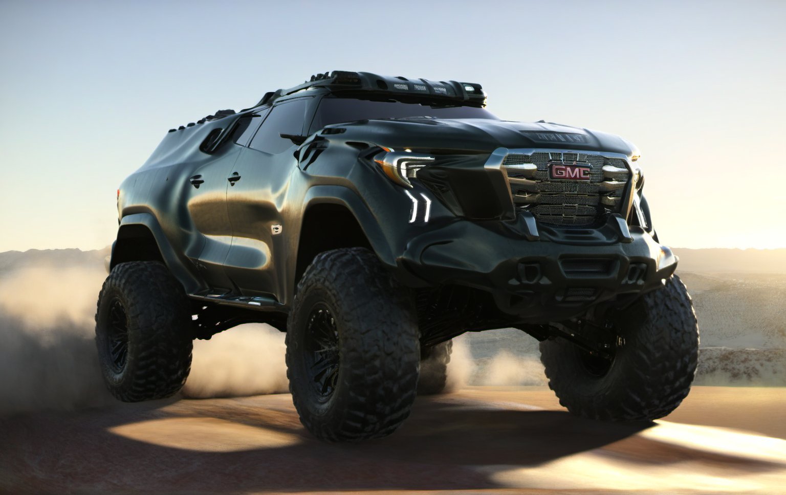 Masterpiece, 4k, High Resolution, Octane Render, Unreal Engine 5, Award Winning, Dramatic Lighting, Intricate, 8k Highly Professional Detail, HDR, Smooth, Sharp Focus, Illustration, Unreal Engine 5, Octane Render, Cinematic Light, dynamic volumetric lighting, Off-road suspension,baja, Armored vehicle,suv, all-terrain vehicle, concept, science fiction,gmc, Peterbilt 389,concept car,gmc,(f150:0.2),oshkosh m-atv jltv,humvee, Knight XV ,future,c_car,JB64,TechStreetwear,ROBOT,exosuit,LegendDarkFantasy, 3D SINGLE TEXT,HYPER REAL,mecha\(hubggirl)\