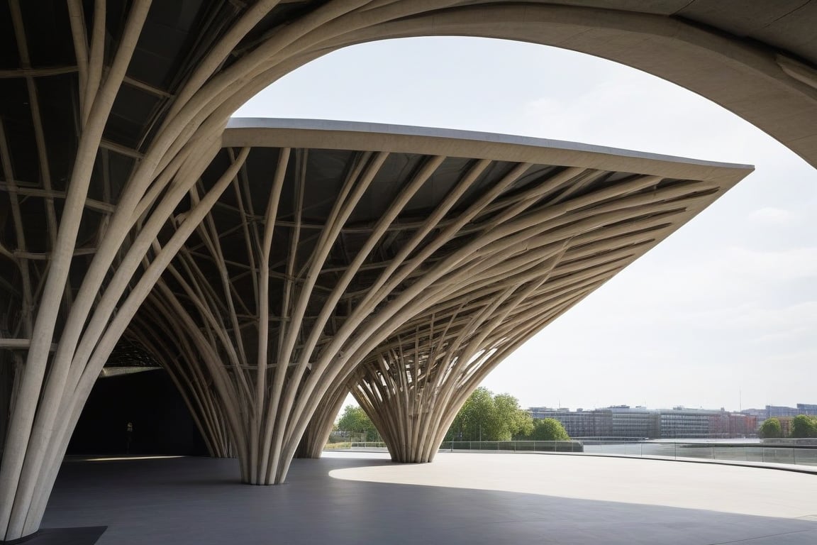 (master piece)(biomorphic building), rhombuses facade pattern, zaha hadid, Calatrava, glass windows,  concrete, London house with tesselated facade, front street view,photo-realistic, intricate and complex details,hyper-realistic, parametric architecture,8k, ultra details,Low-rise building,Manufactured goods,Theatre stadium,

An architectural wonder with a daring configuration and ground-breaking design.This structure could be a museum or a company building.4k image photo like,(detailed)