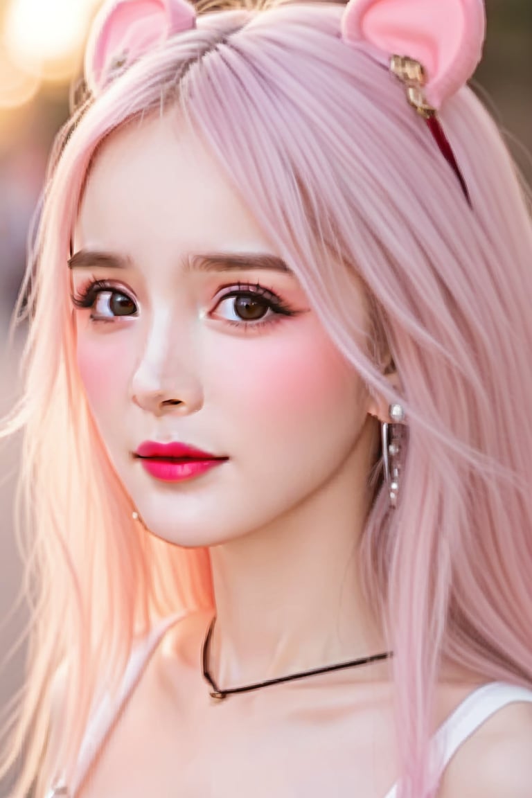 (8K, original photo, Reality:1.25) ,( Lip Gloss, eyelash, Glossy, shiny skin, best quality, Ultra-high resolution, Depth of Field, Chromatic Aberration, Corrosive, Wide-angle light, Natural shadows,   Idol)make up,pretty cute doll,Canthus drop,big long eye,Thai, Vietnamese,(杨幂:0.2),cosplay,coser,小柔seeu,bust shot,shiny pantyhose,