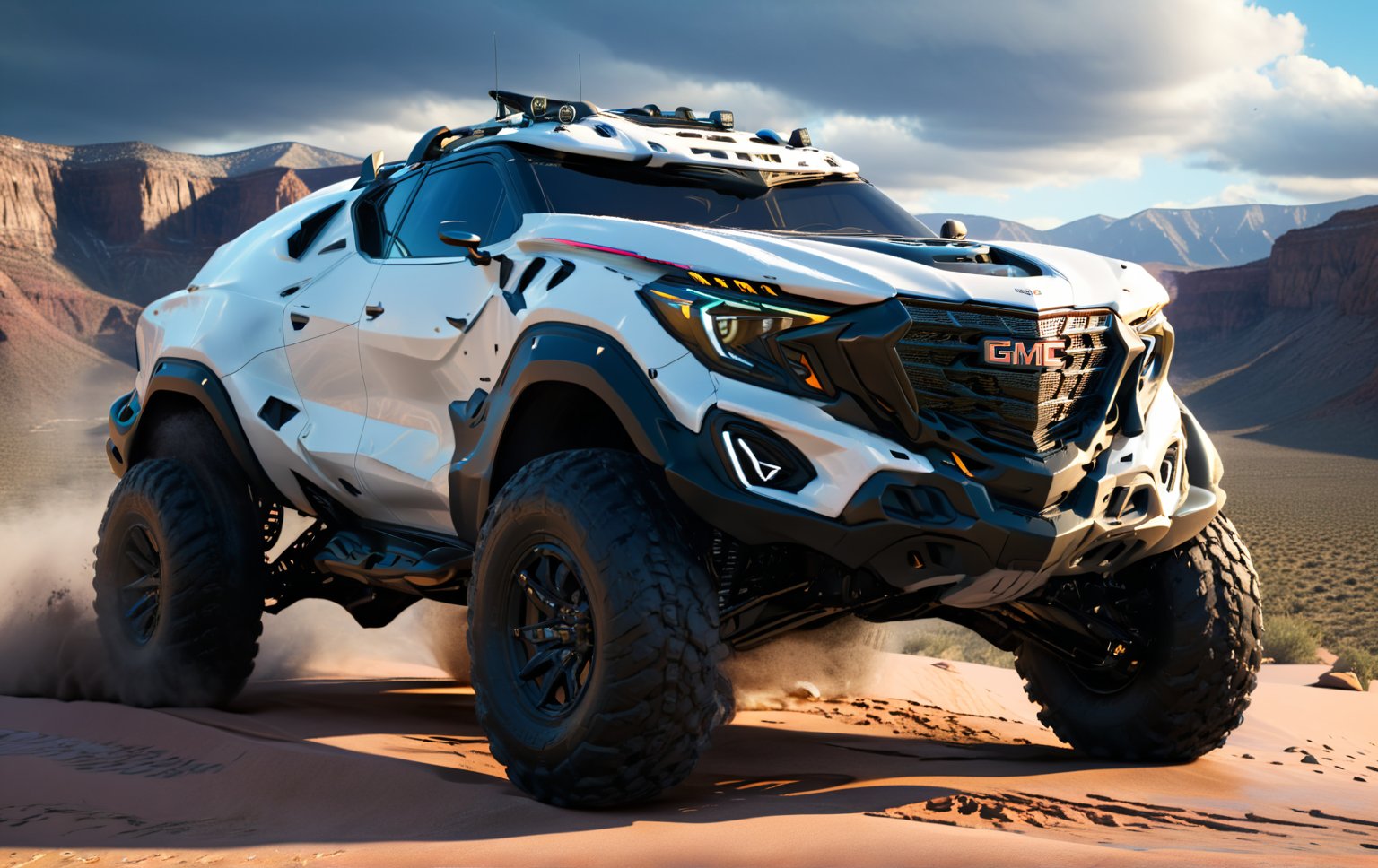 Masterpiece, 4k, High Resolution, Octane Render, Unreal Engine 5, Award Winning, Dramatic Lighting, Intricate, 8k Highly Professional Detail, HDR, Smooth, Sharp Focus, Illustration, Unreal Engine 5, Octane Render, Cinematic Light, dynamic volumetric lighting, Off-road suspension,baja, Armored vehicle,suv, all-terrain vehicle, concept, science fiction,gmc, Peterbilt 389,concept car,gmc,(f150:0.2),oshkosh m-atv jltv,humvee, Knight XV ,future,c_car,JB64,TechStreetwear,ROBOT,exosuit,LegendDarkFantasy, 3D SINGLE TEXT,HYPER REAL,mecha\(hubggirl)\