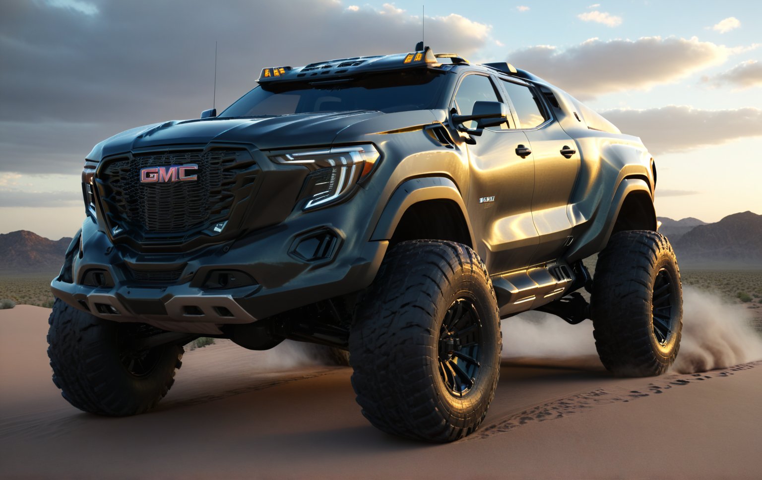 Masterpiece, 4k, High Resolution, Octane Render, Unreal Engine 5, Award Winning, Dramatic Lighting, Intricate, 8k Highly Professional Detail, HDR, Smooth, Sharp Focus, Illustration, Unreal Engine 5, Octane Render, Cinematic Light, dynamic volumetric lighting, Off-road suspension,baja, Armored vehicle,suv, all-terrain vehicle, concept, science fiction,gmc, Peterbilt 389,concept car,gmc,(f150:0.2),oshkosh m-atv jltv,humvee, Knight XV ,future,c_car,JB64,TechStreetwear,ROBOT,exosuit,LegendDarkFantasy, 3D SINGLE TEXT,HYPER REAL,mecha\(hubggirl)\