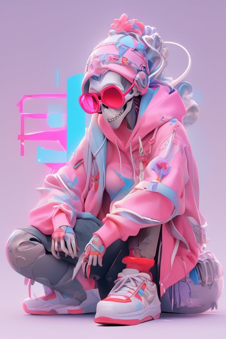 minimalism style, 4d, render, logo, cyberpunk, sunglass, The long scar on the forehead is formed by a straight line drawn across many x marks, monkey skull, full detail body female, smily, smoking, detail nike jordan sneakers shoes, fashion, squat, ceramics, shoes, hoodie, croptop, logo, 12k, water effect, blueoragenred, cinematic, fantastic background, ghost blade art style, fantastic, digital art, high detail, high detail skin, real skin, 8k, high_resolution, high quality, line code with glowing ancient characters, hdr:1.5, sharpness,ghibli