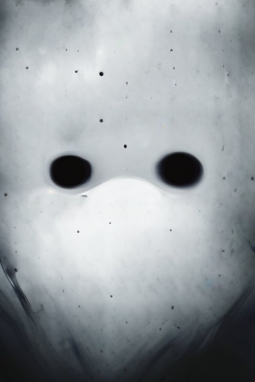 The entity, similar to a teenager boy without a mouth, with white empty eyes and white skin, looks sadly and resignedly into the sky. Fears. Sorrow.