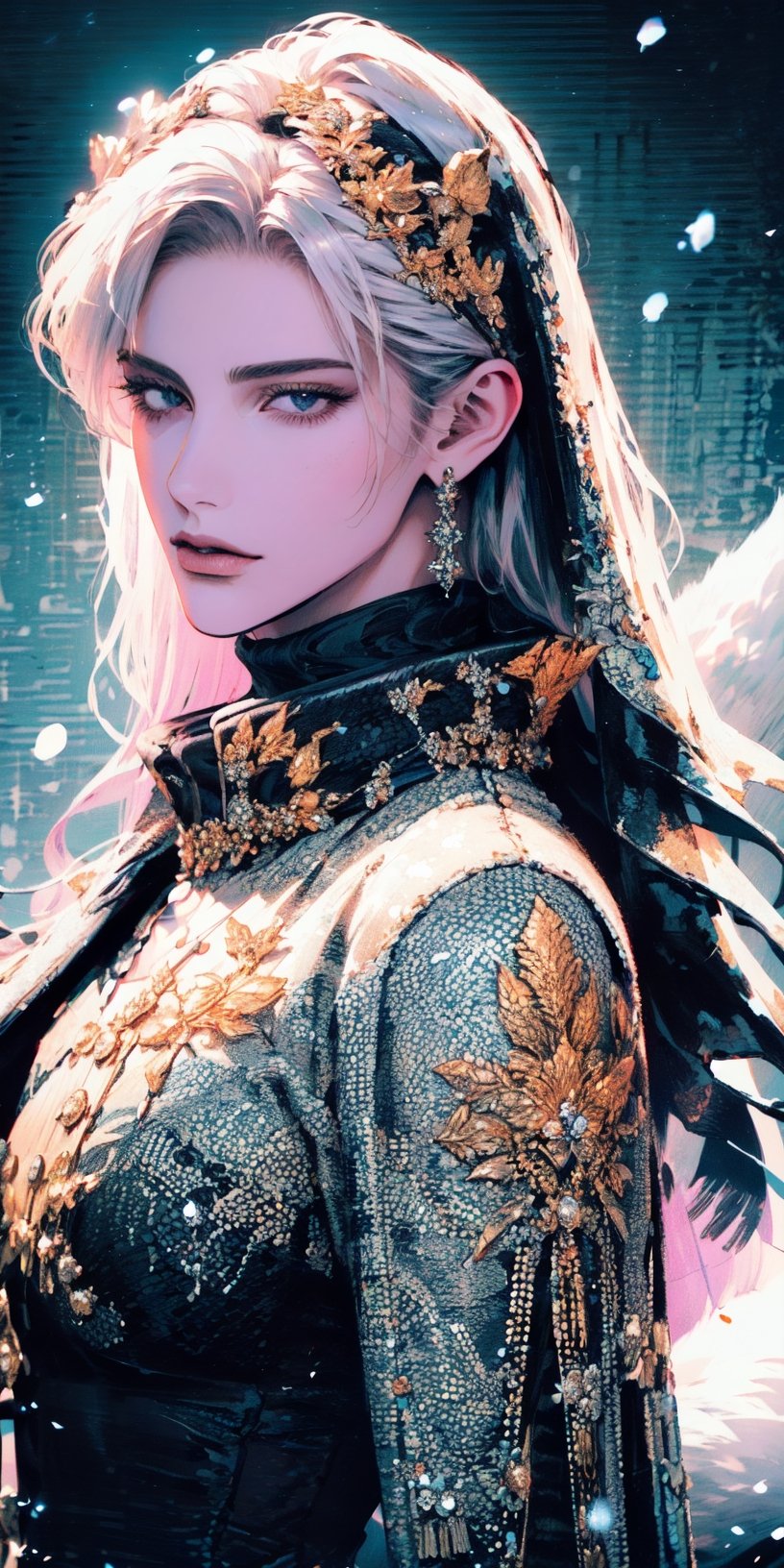 Extremely detailed, realistic, single,
Official art, extremely detailed, extremely realistic, Scandinavian beauty, beautifully detailed eyes, delicate and exquisite nose, delicate fingers, luscious body, wearing extremely detailed luxury female Princess Albert coat, high quality, beautifully detailed long white hair, She has white fox ears and tail. 1 cool girl 