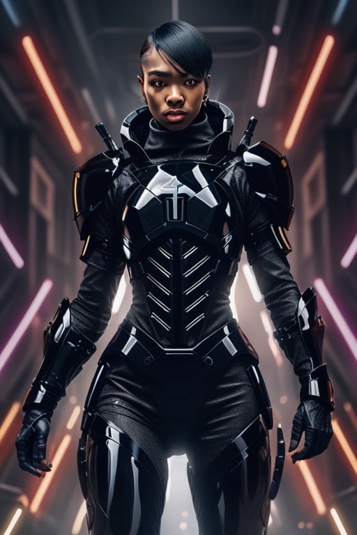 Black female humanoid set for actio with lazer gun to match armor  ,l4tex4rmor