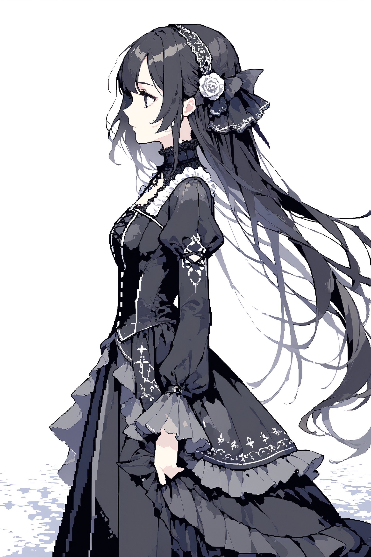 1girl, gothic dress, from side,
masterpiece, best quality, aethetic, illustration,pixel art, 