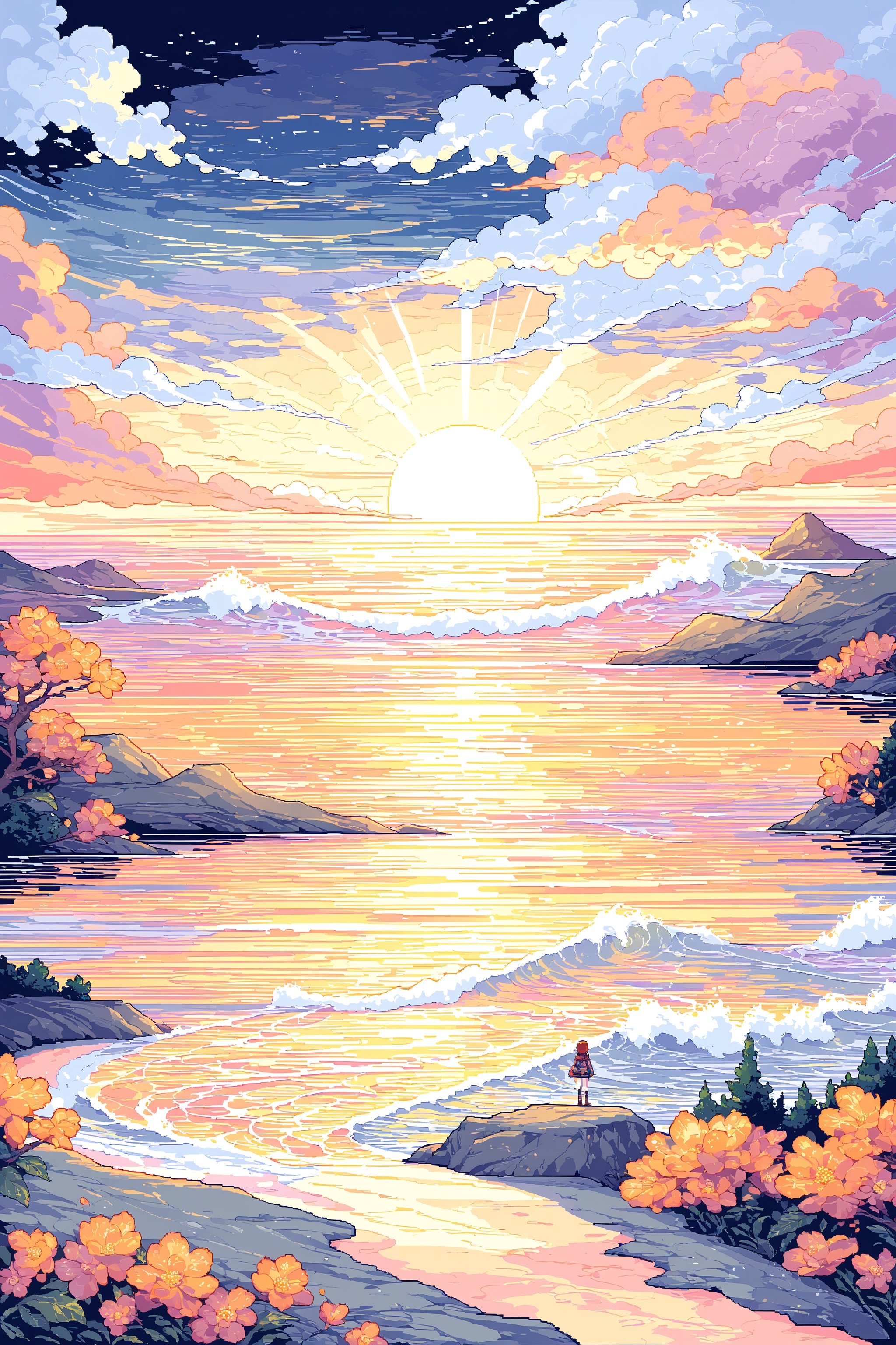 masterpiece, best quality, aethetic, illustration,pixel art, 