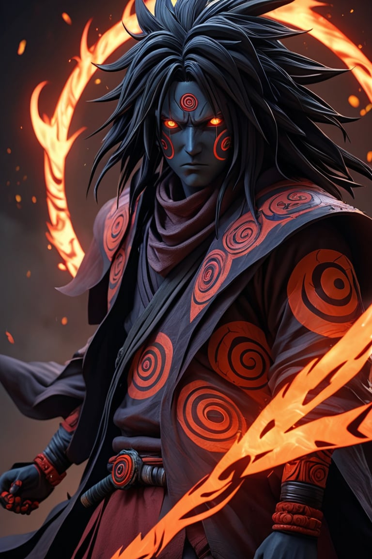 the fusion of Madara uchiha. Full body,

(best quality, 4K, 8K, high-resolution, masterpiece), ultra-detailed, realistic, photorealistic, intricate design, vibrant colors, detailed facial expression, otherworldly appearance, glowing elements, complex patterns, high contrast, dynamic lighting, cinematic composition, high detail, high resolution.