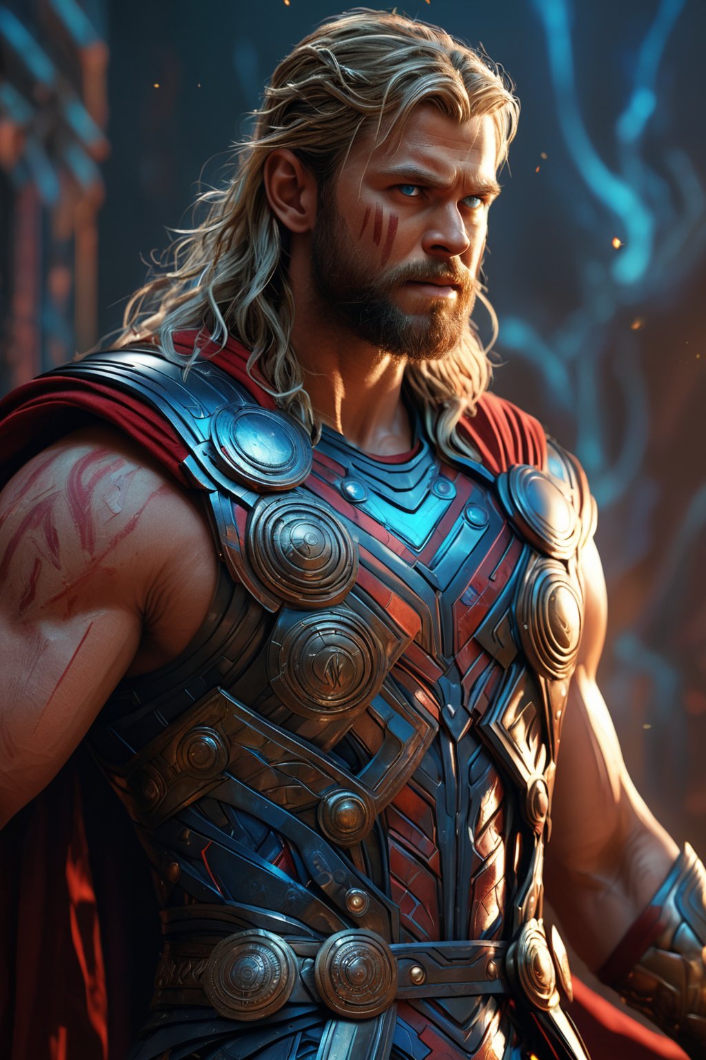 Thor is portrayed by an indian. Full body,

(best quality, 4K, 8K, high-resolution, masterpiece), ultra-detailed, realistic, photorealistic, intricate design, vibrant colors, detailed facial expression, otherworldly appearance, glowing elements, complex patterns, high contrast, dynamic lighting, cinematic composition, high detail, high resolution.